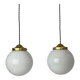 Paire d’anciennes suspensions en opaline 18 cm xl vintage