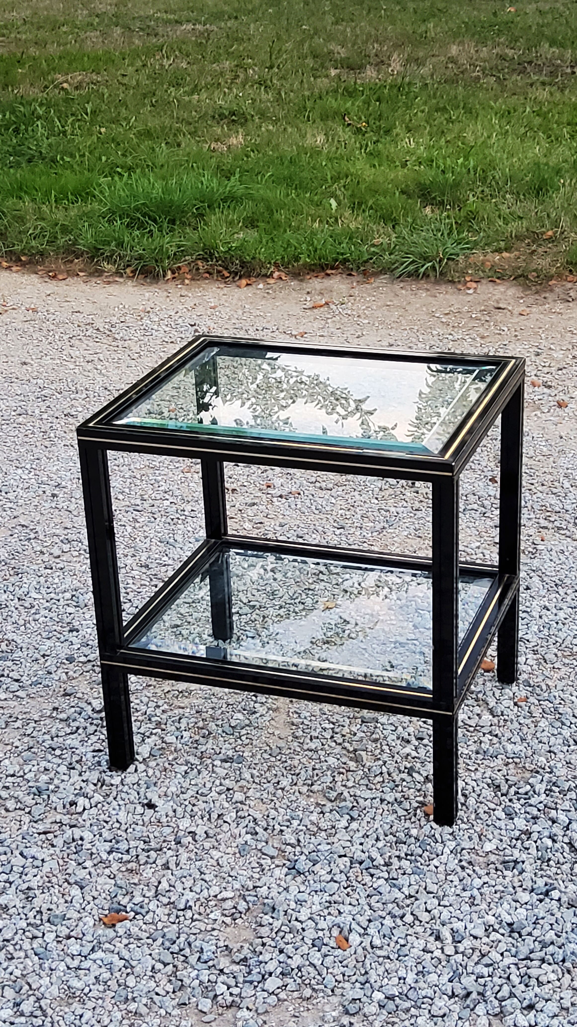 Side table end of sofa Pierre Vandel in metal and glass tops