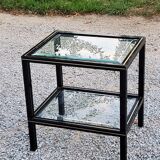 Side table end of sofa Pierre Vandel in metal and glass tops
