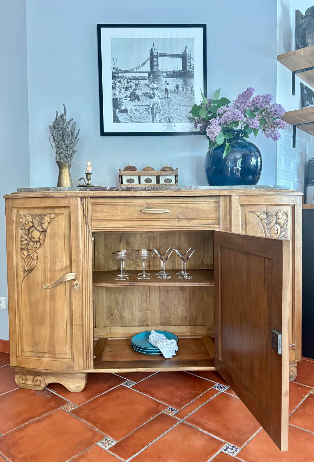 Buffet art déco en chêne massif