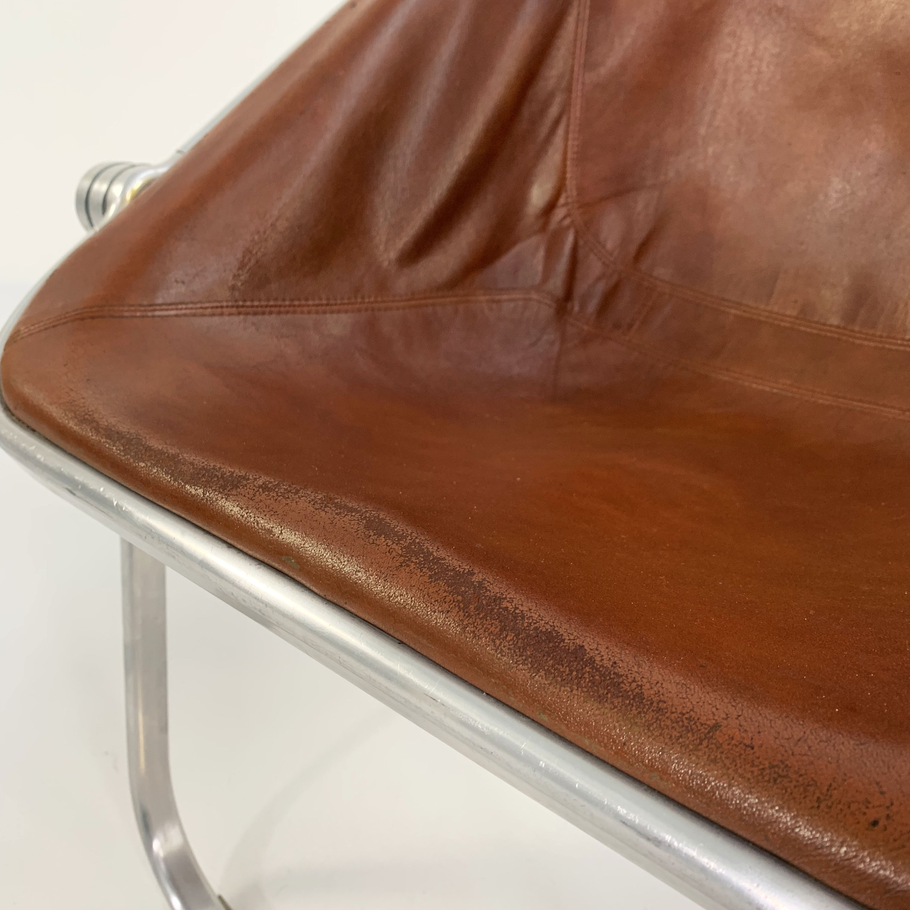 Plona camel leather chair by Giancarlo Piretti for Anonima Castelli, 1970