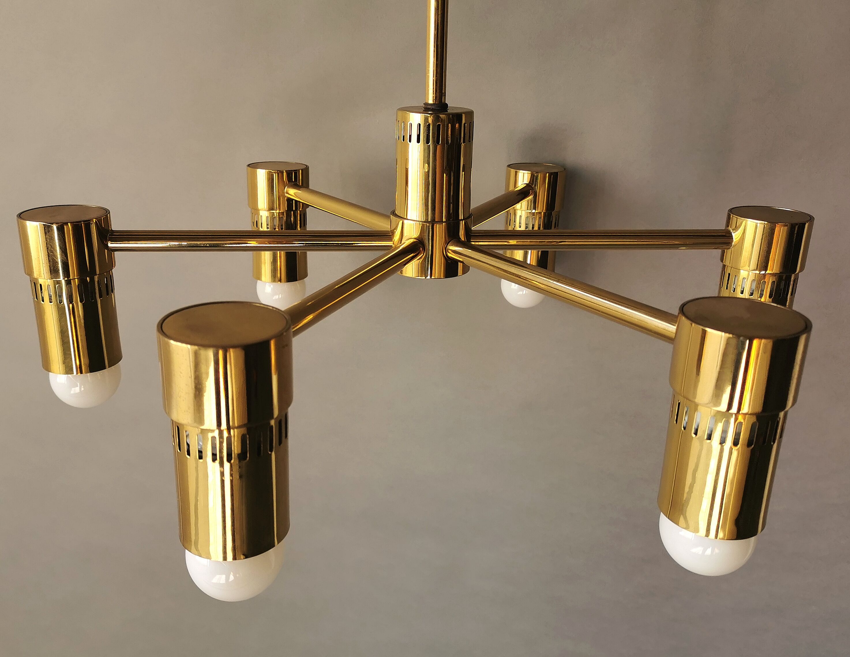 Luster 6 Italian gilded brass fires 1970