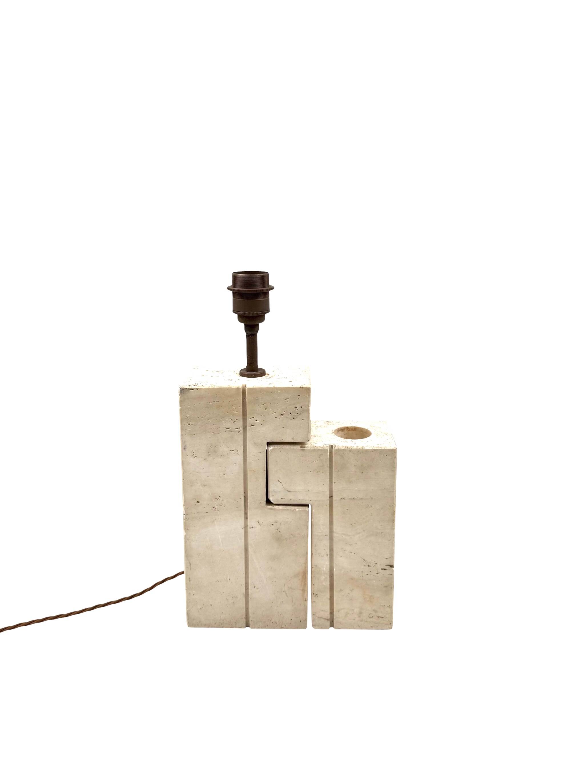 Mid-century modern travertine table lamp, Nucleo Sormani Italy 1960s