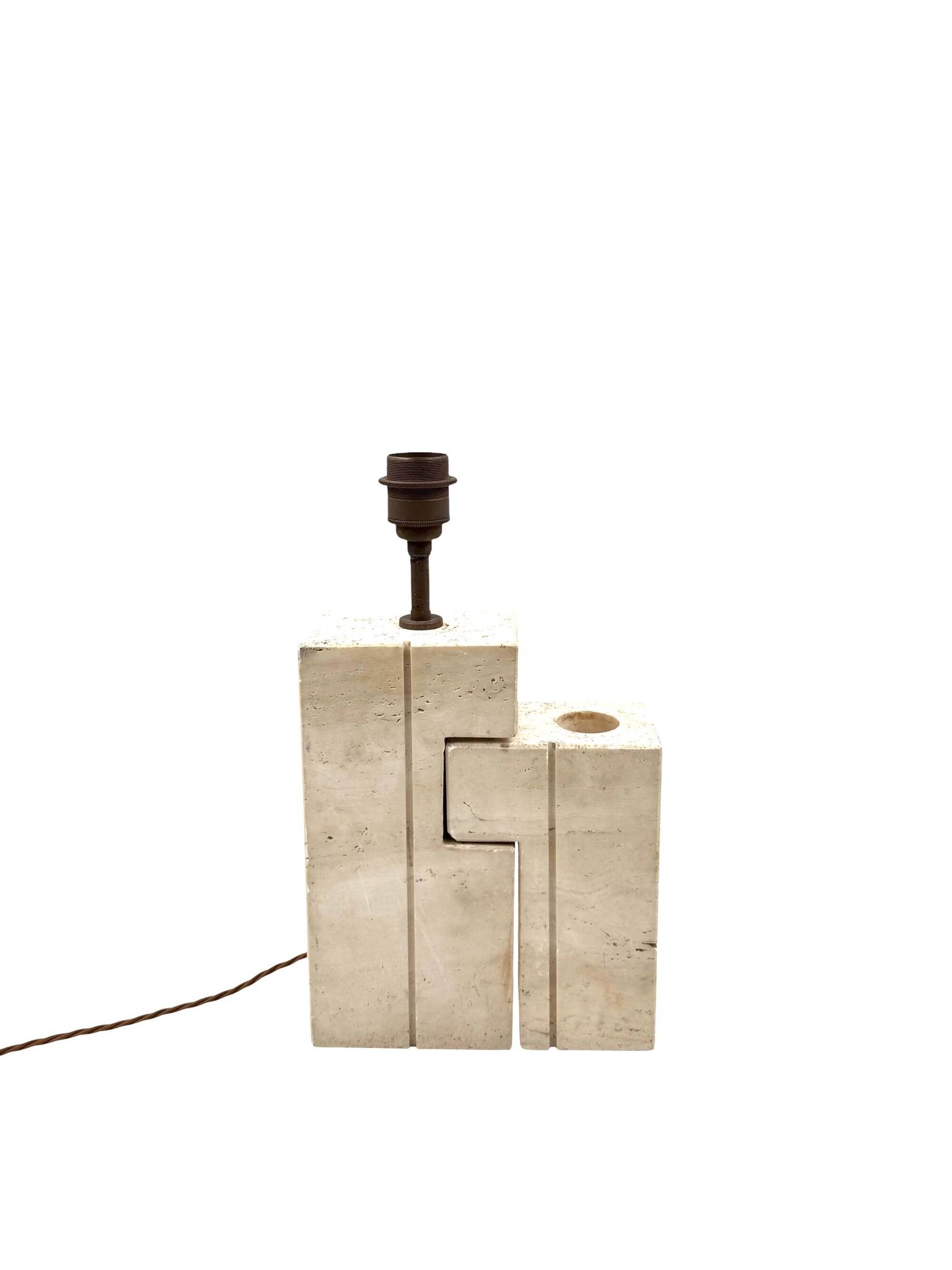 Mid-century modern travertine table lamp, Nucleo Sormani Italy 1960s