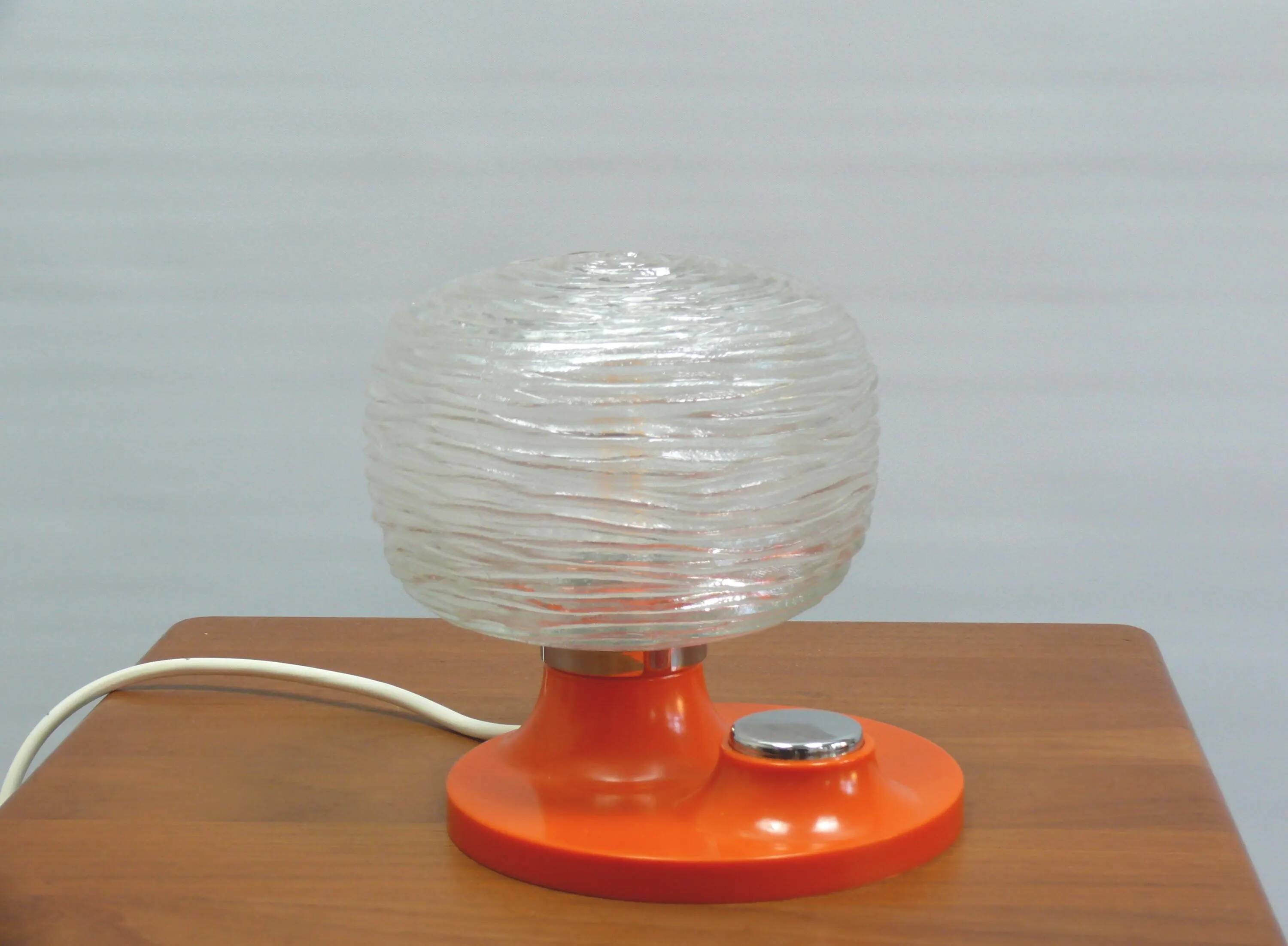 Hillebrand bedside lamp from the 1970s; glass, metal and plastic; mid-century, space age style
