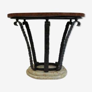 Wrought iron oval side table