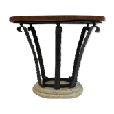 Wrought iron oval side table
