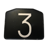 Old bakelite No. 3 bus line plate.