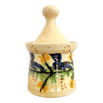 Hand painted ceramic covered pot