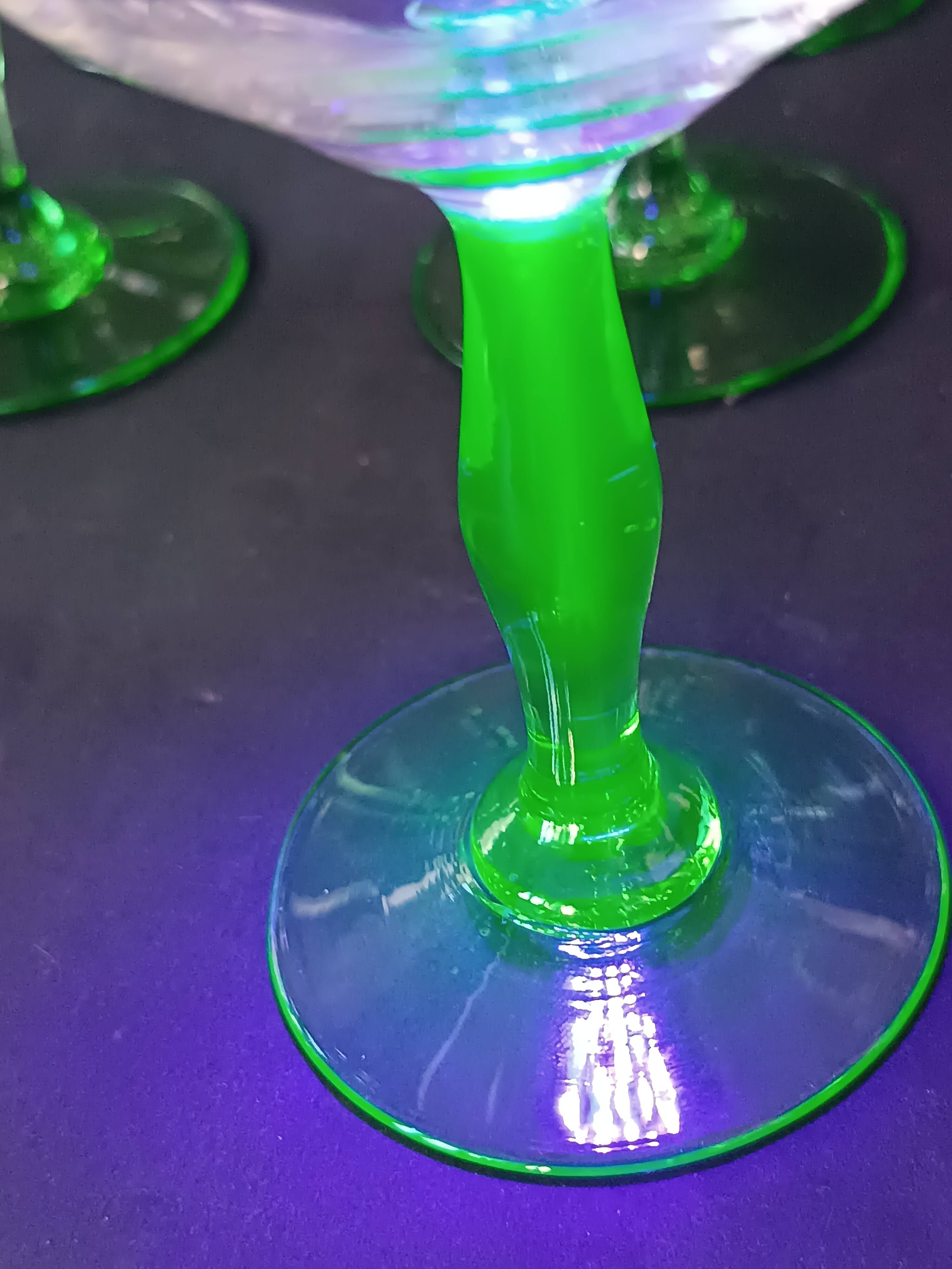 12 green footed wine glasses in opaline blown crystal 1900