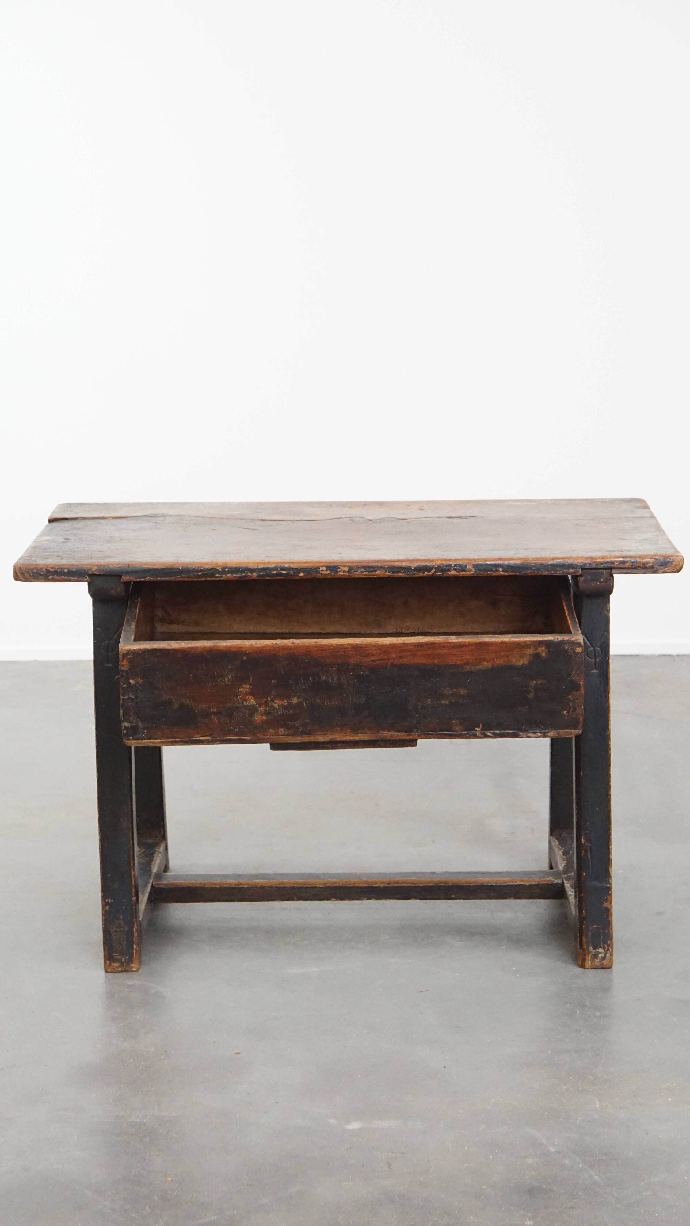 Antique Spanish side table from the late 18th century with a drawer