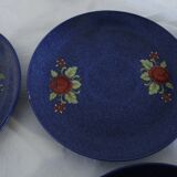 Vintage coffee set - blue and red flower patterns