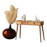 Console Vintage en Chêne Massif – Pieds Fuseaux & 2 Tiroirs