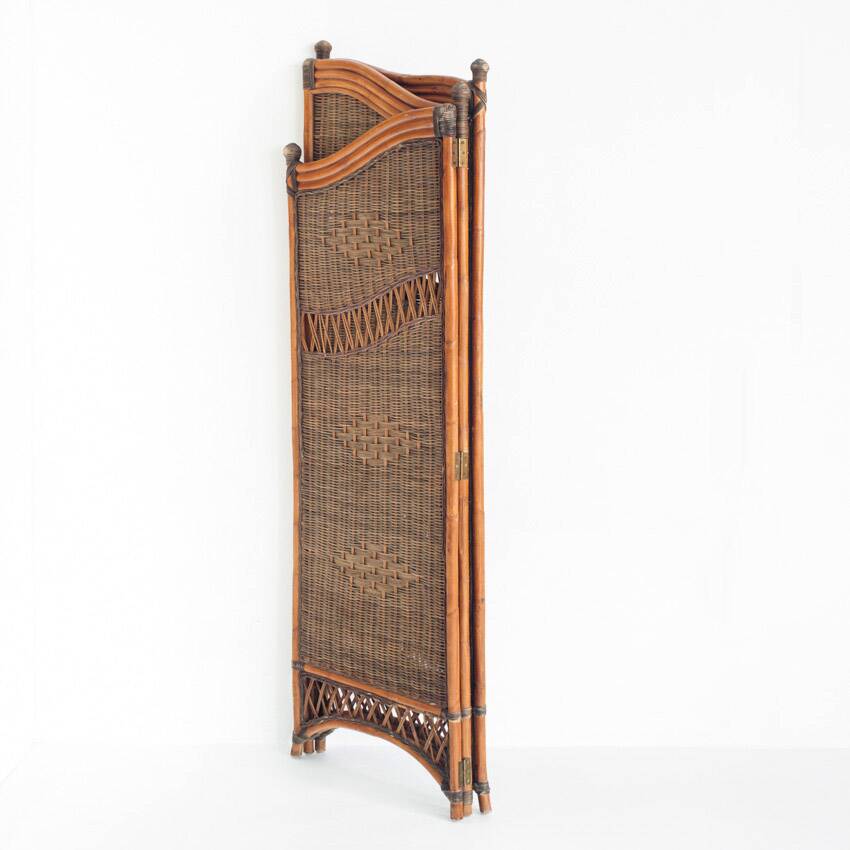 Vintage cane or rattan and wicker room divider. France, 1980s-90s
