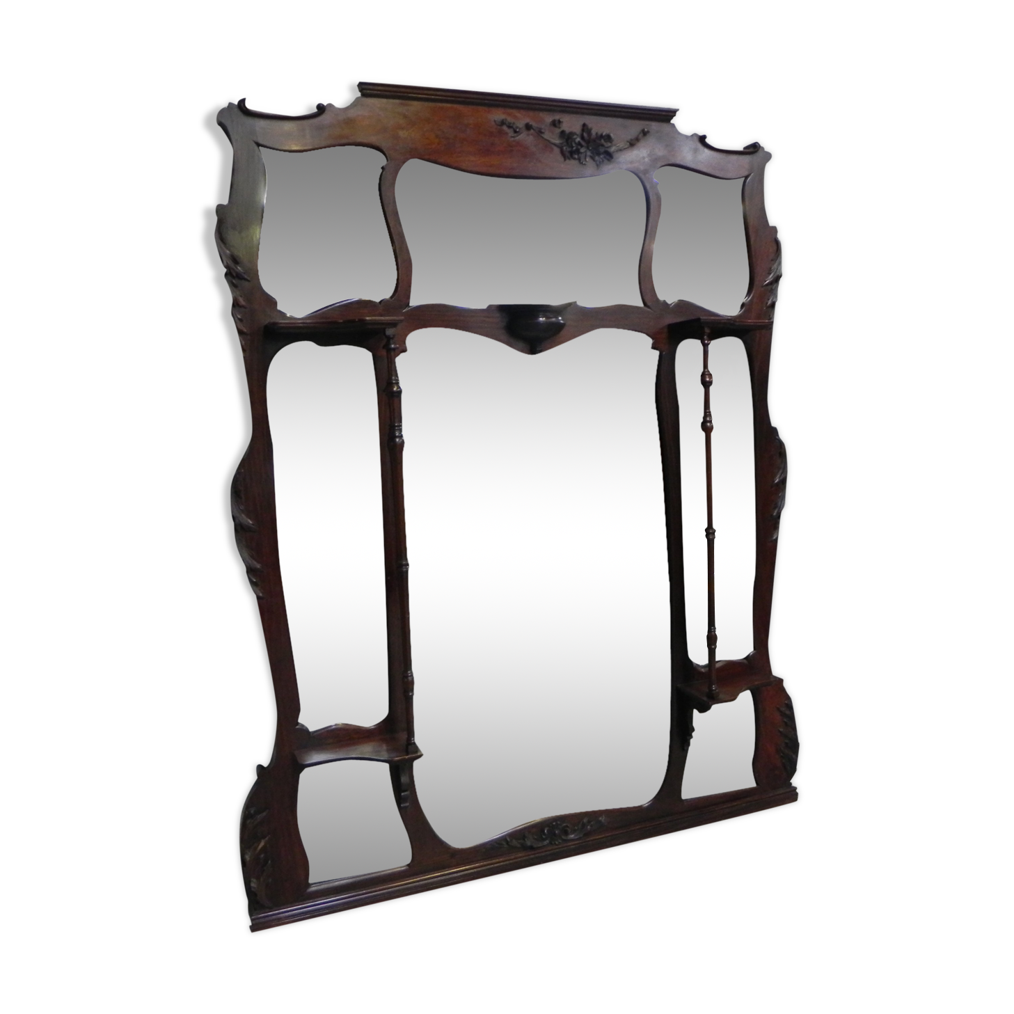 Large mahogany Art Nouveau mirror 178x220cm