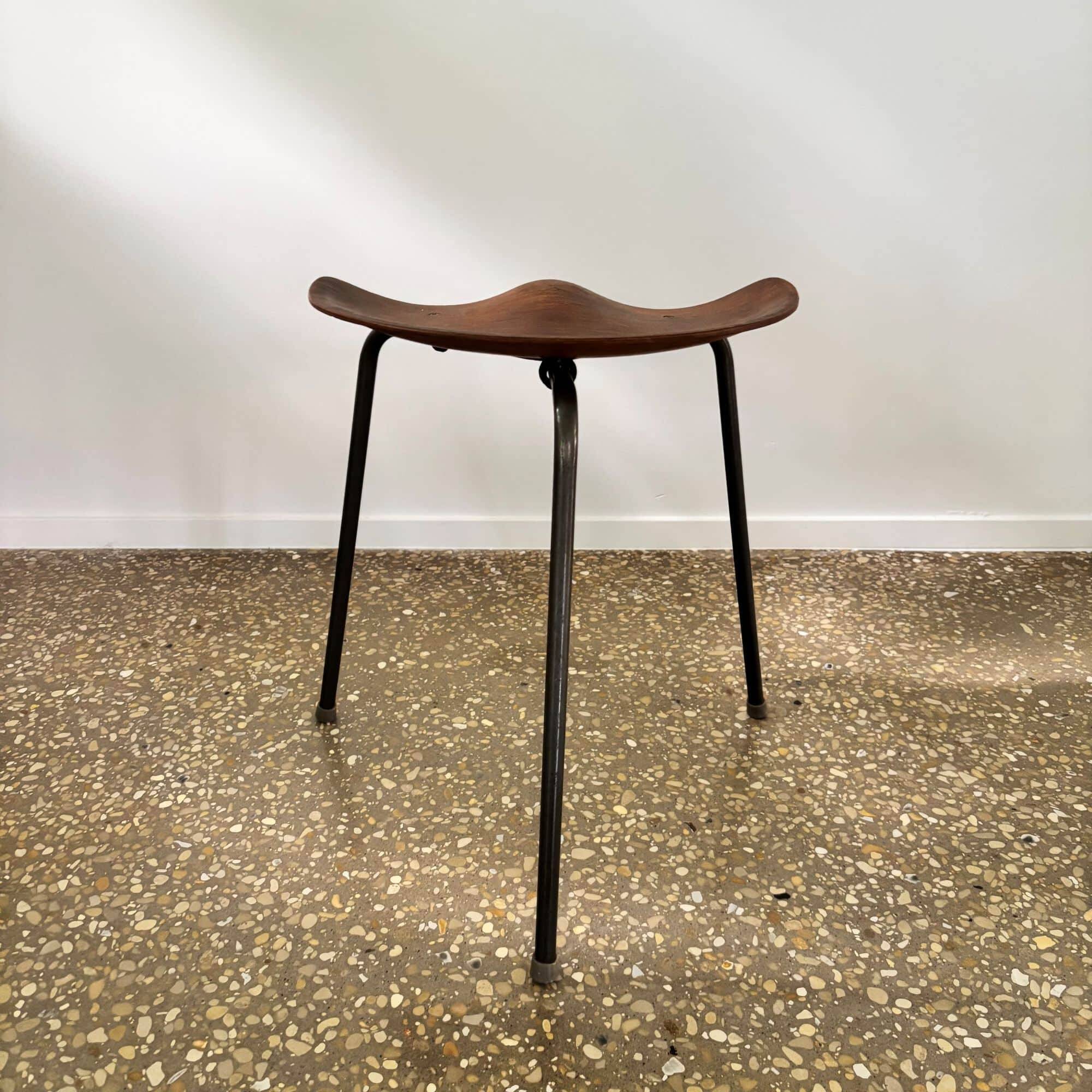 Rare tripod stool by Astor Glibstrup for Frederikssund Mobelfabrik, Denmark, 1950s