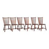 Set of 6 De Ster Geldermalsen spindle back dining chairs in solid oak, 1960