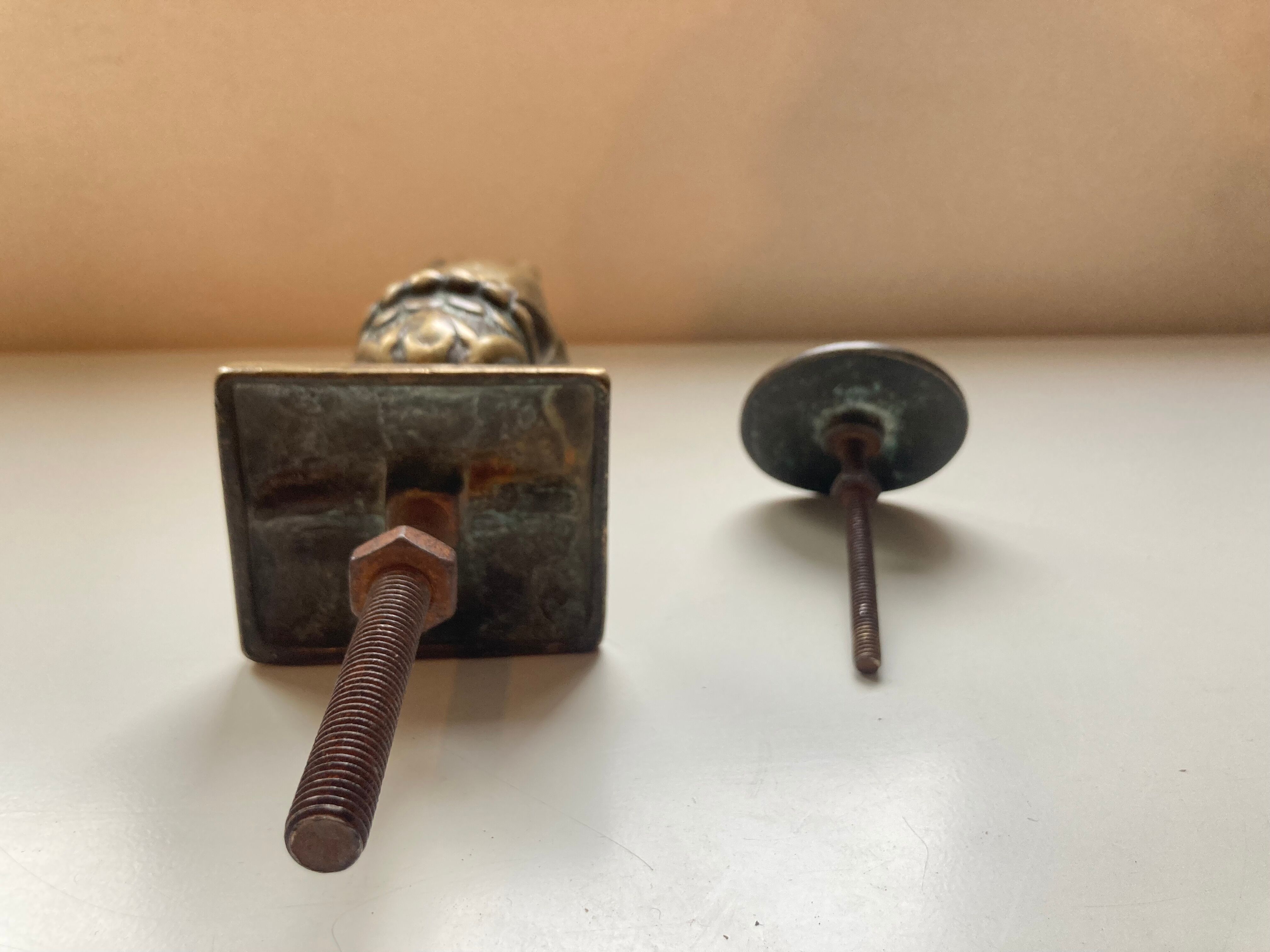 Antique bronze hand-shaped door knocker