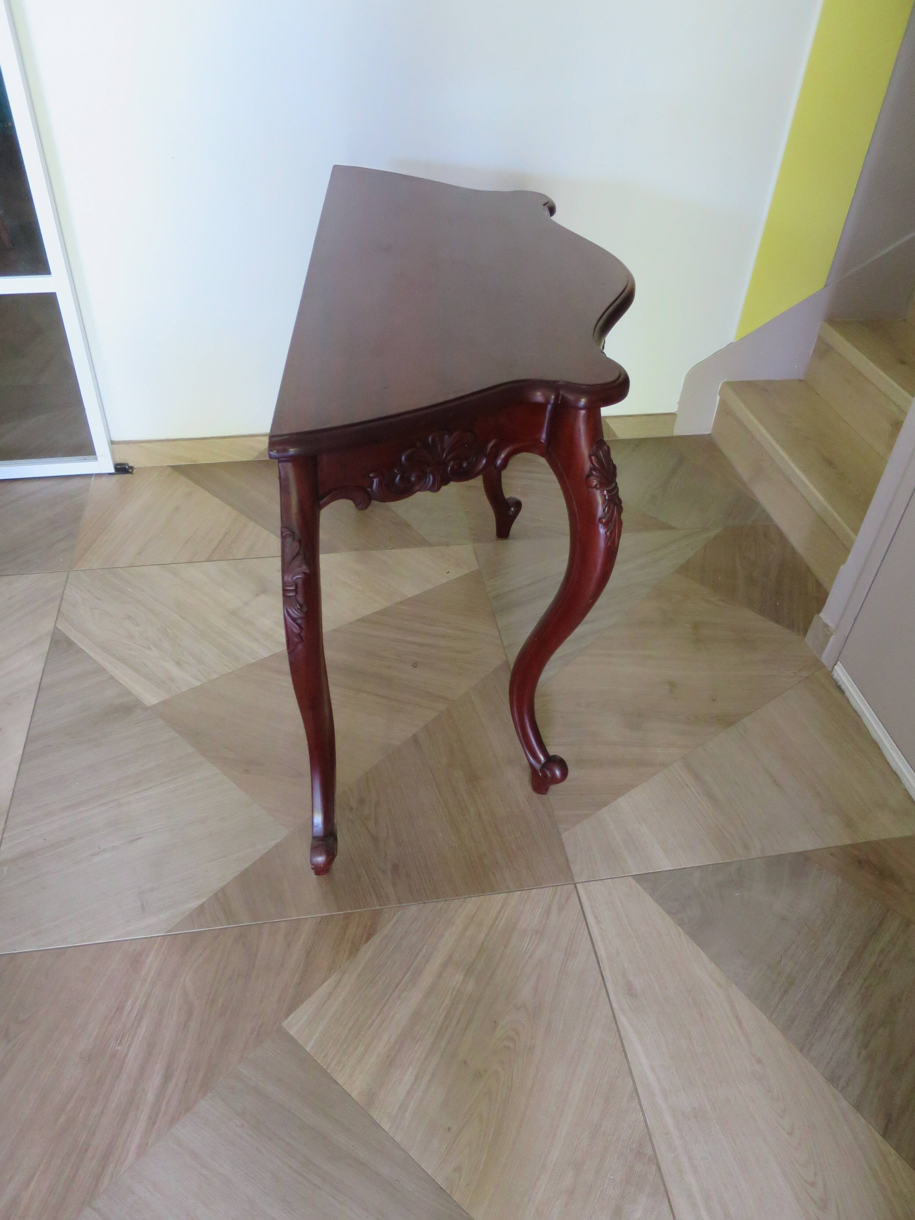 Console with curved legs - mahogany - Louis XV style - carved wood