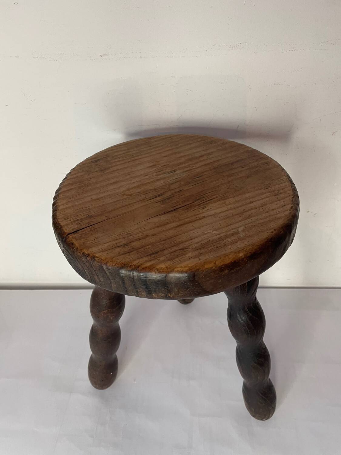 Brutalist wooden stool