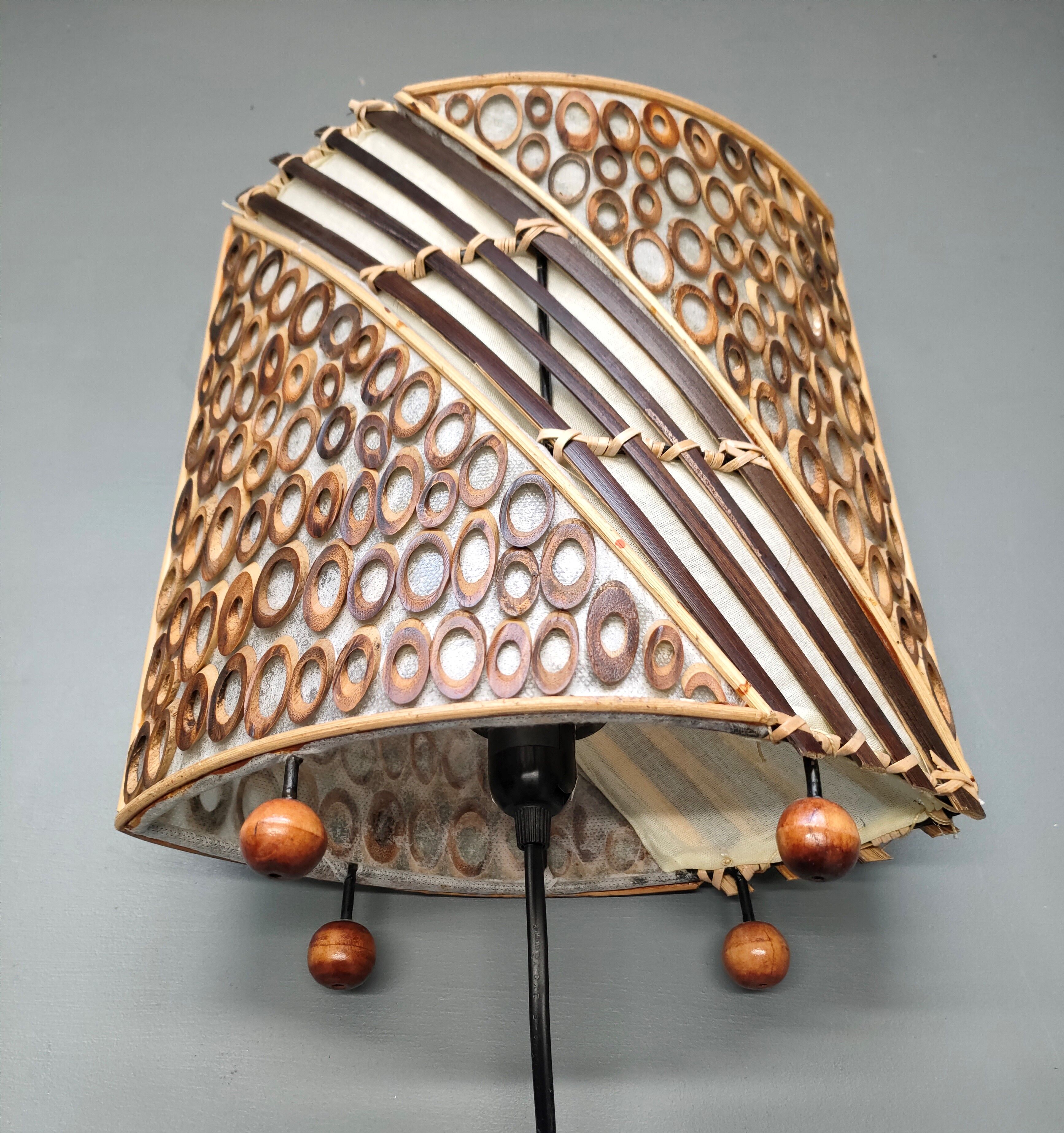 Lamp in rattan wicker and wood late XIXth