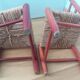 Children's straw chairs made of wood and straw.