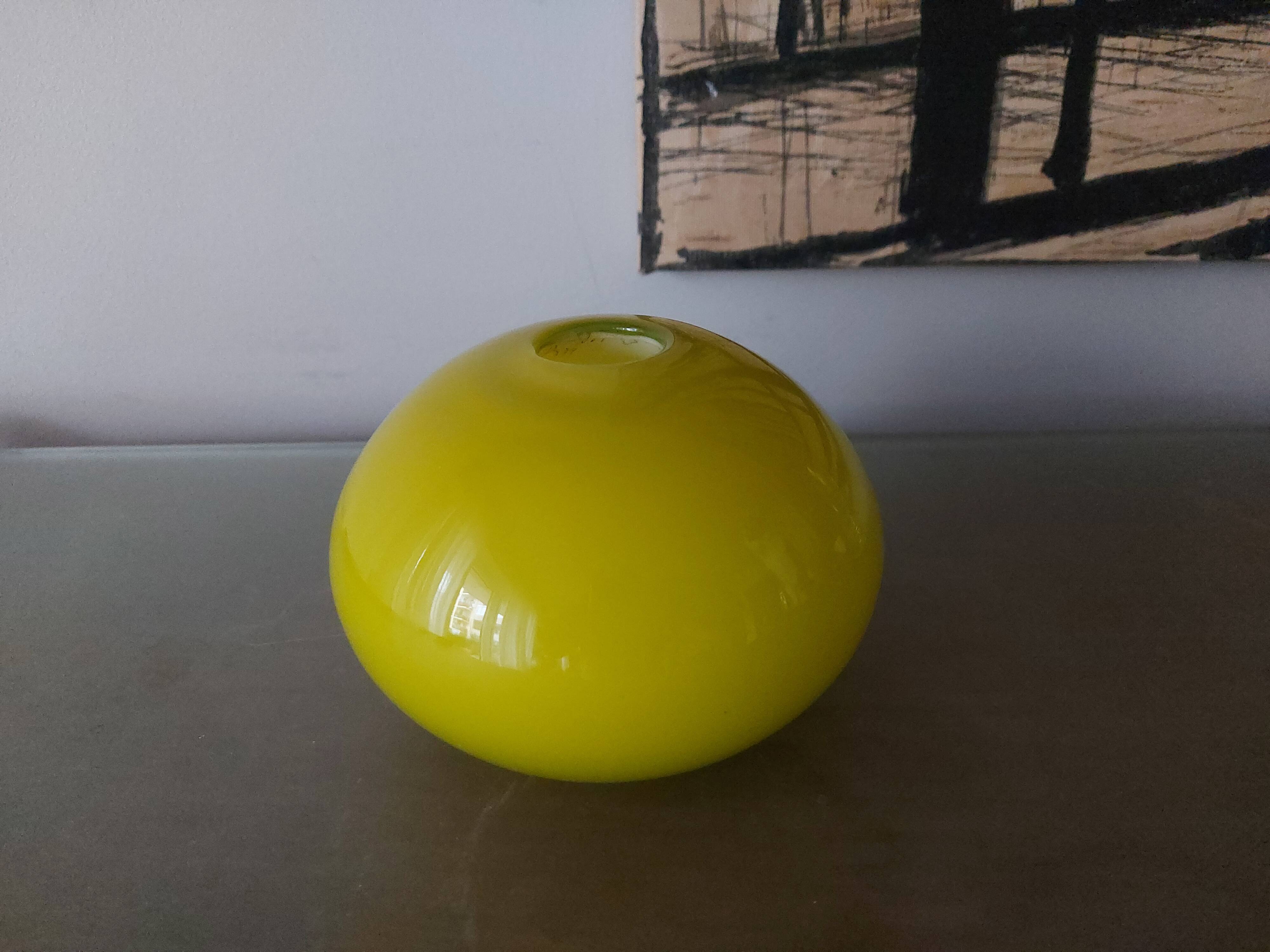 Yellow blown glass vase