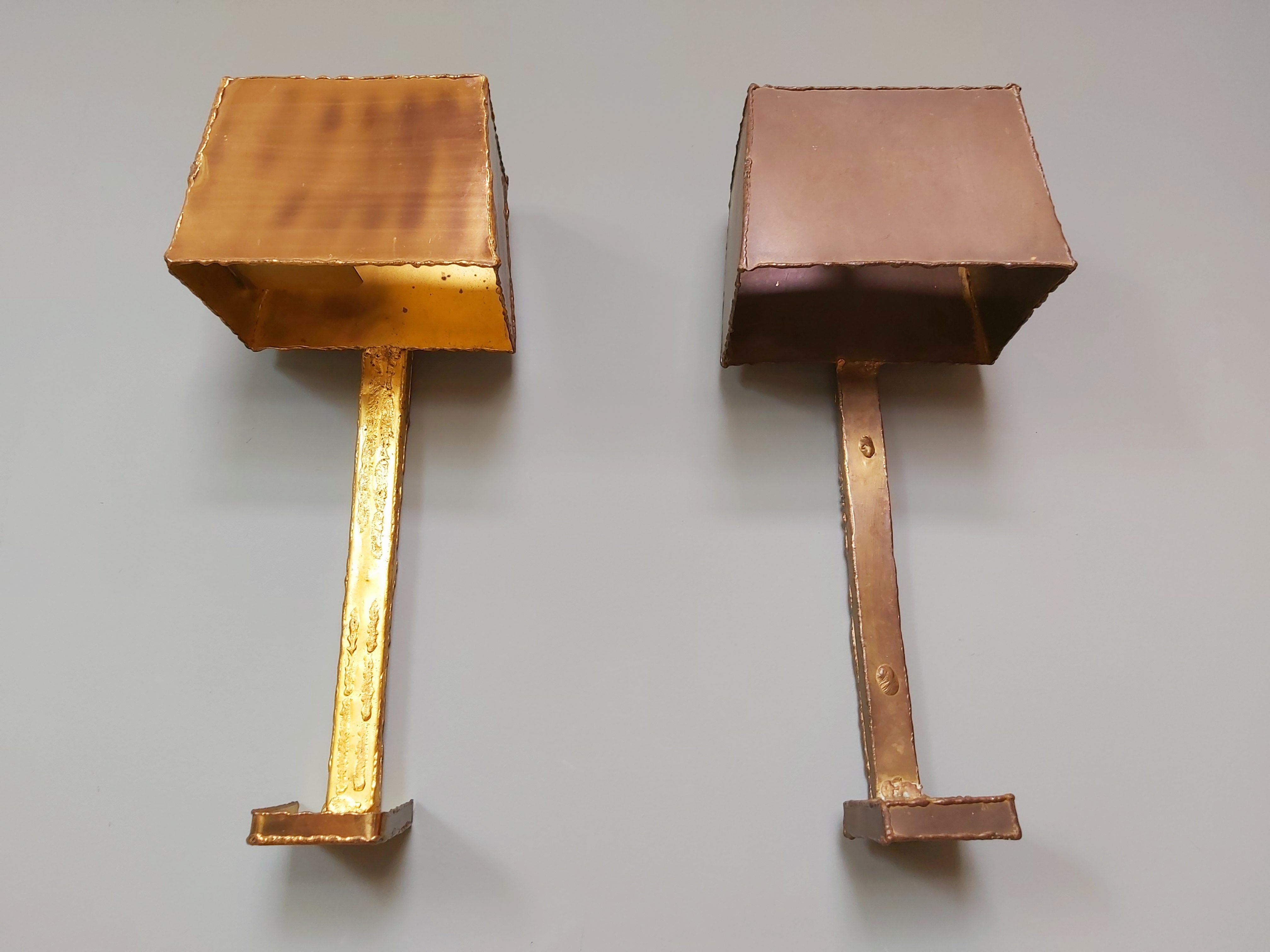 Pair of brass wall lamps, Paul Moerenhout, 70s