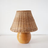 Elm and wicker ball lamp
