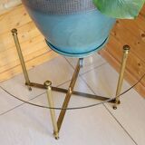Glass and brass coffee table