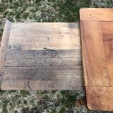 Louis Philippe style old cherry desk table with 2 drawers and 1 pull.