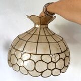 Abat jour, mother-of-pearl and brass suspension
