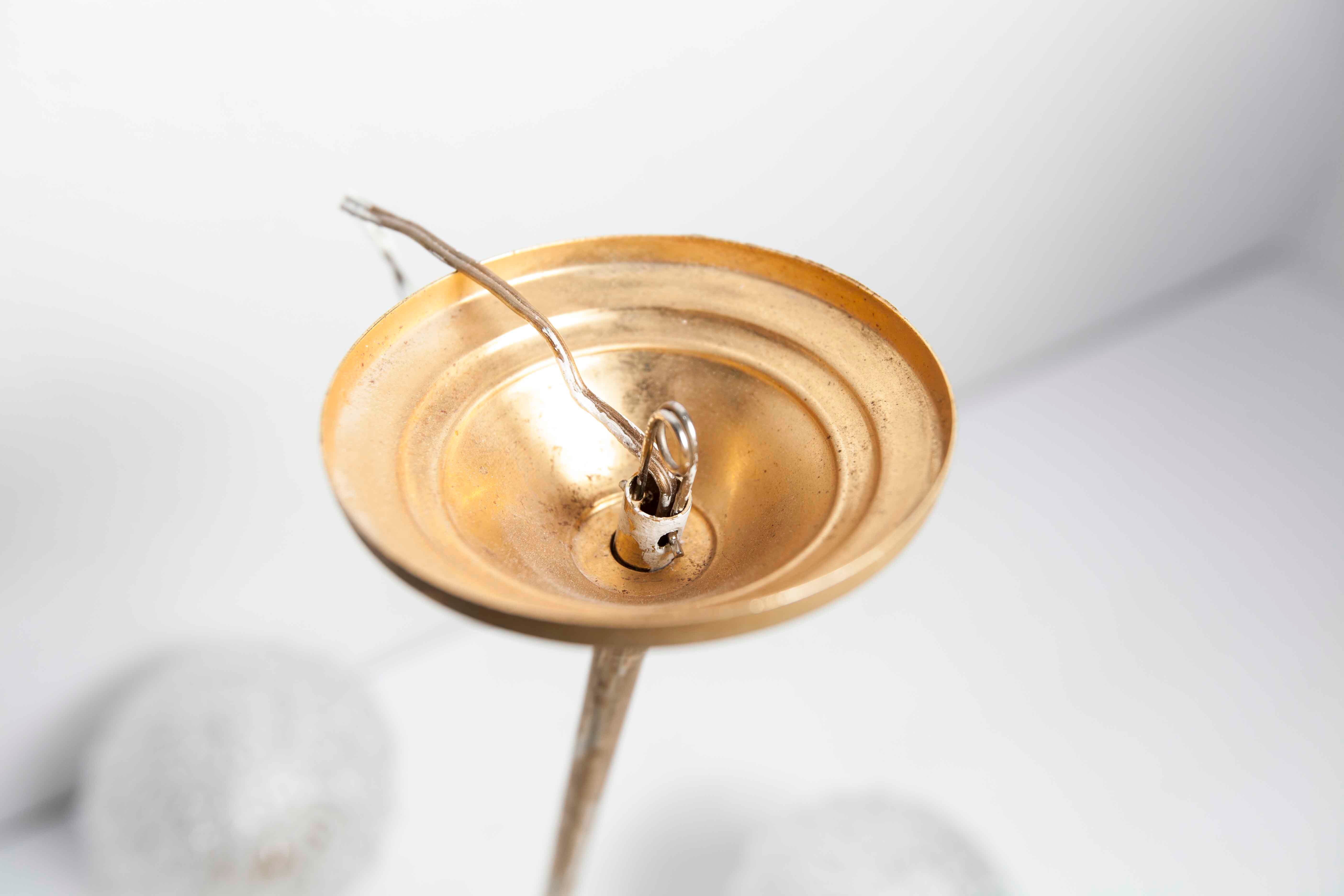 Brass ceiling and glass 3 balls 1960