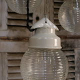 Industrial lamp in glass and metal