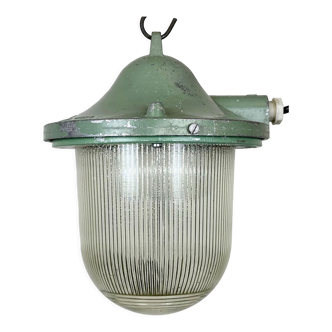 Green Industrial Bunker Light from Polam Gdansk, 1960s