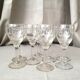 Suite of 8 engraved glass drip glasses from the 1930s 1940s