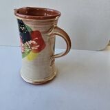 Ceramic jug with Provencal floral pattern signed (Signature to be identified)