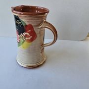 Ceramic jug with Provencal floral pattern signed (Signature to be identified)