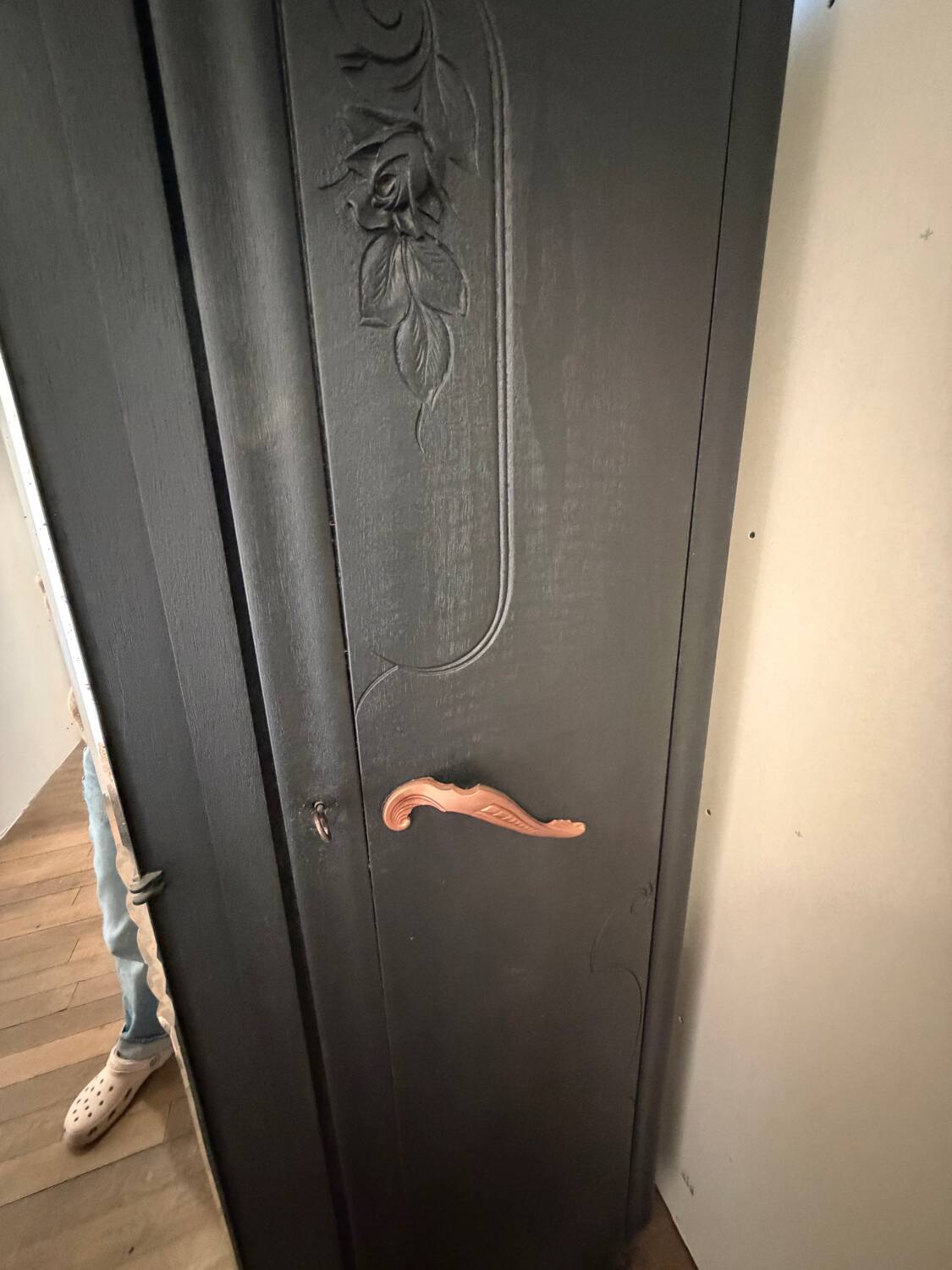 Matte black Art Deco wardrobe