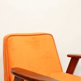 Scandinavian orange velvet armchair by Chierowski, 1962