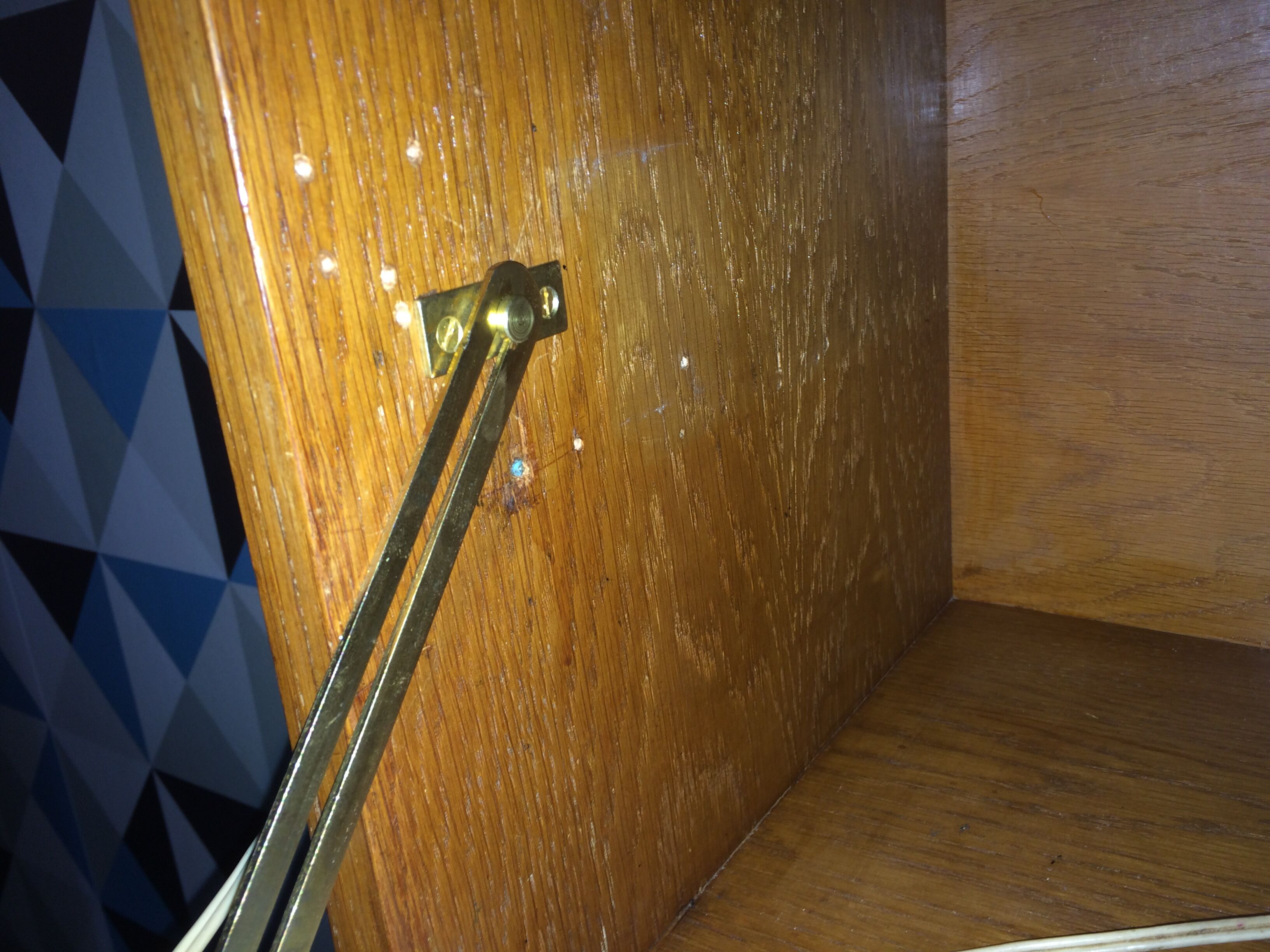 Secrétaire bureau vintage  4 pieds compas années 50
