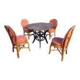 Vintage 1970s rattan garden furniture set