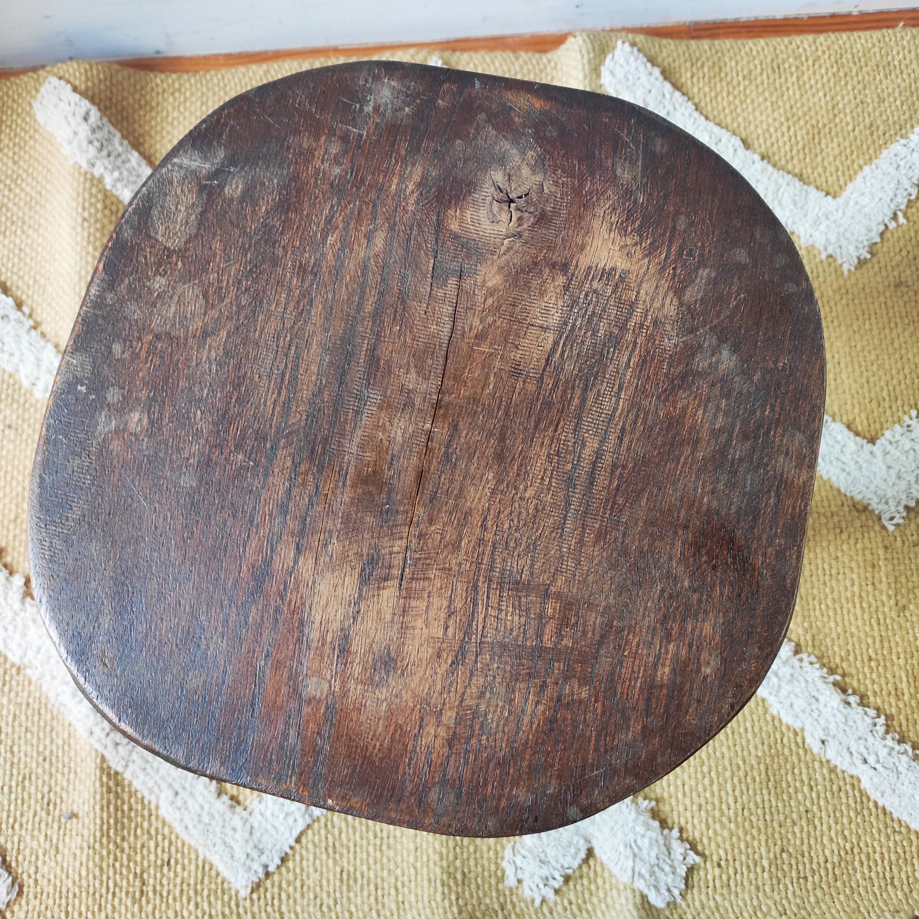 Vintage brutalist tripod stool