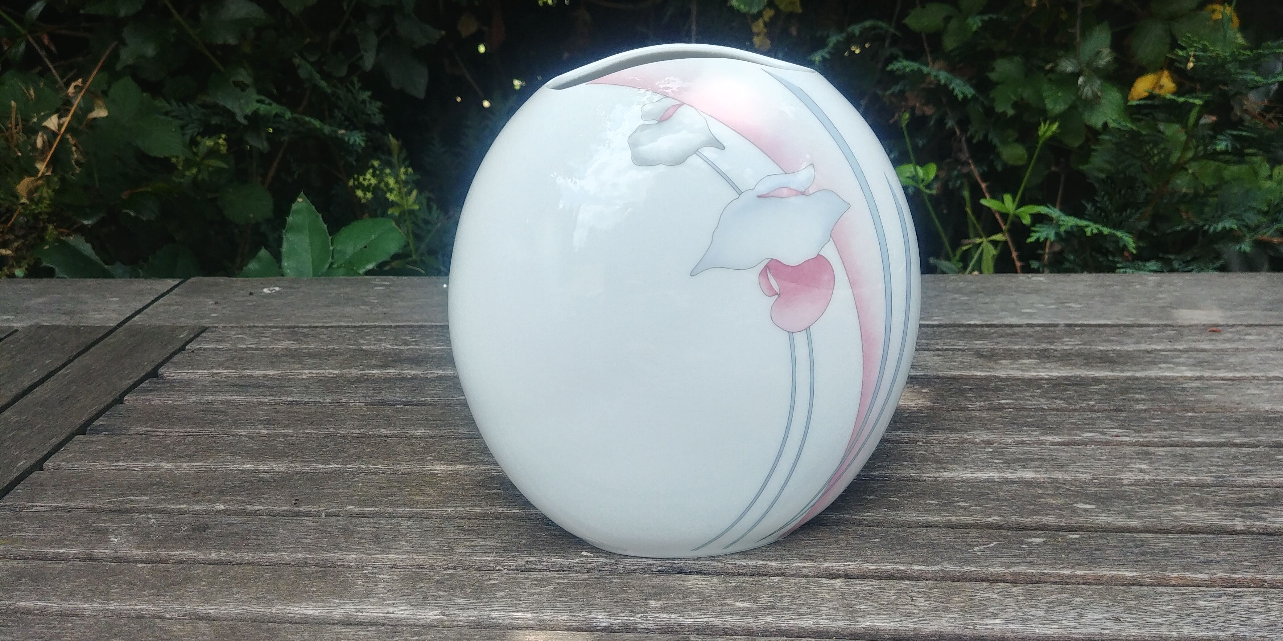 Porcelain vase of the faiencerie Scherzer Bavaria Germany decoration flowers 80s