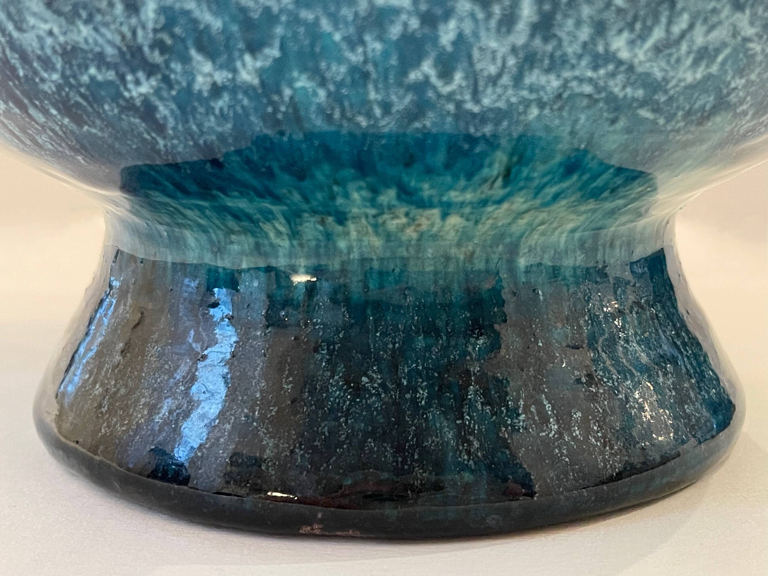 Accolay, Turquoise Ceramic Spinning Top Vase, 1960.