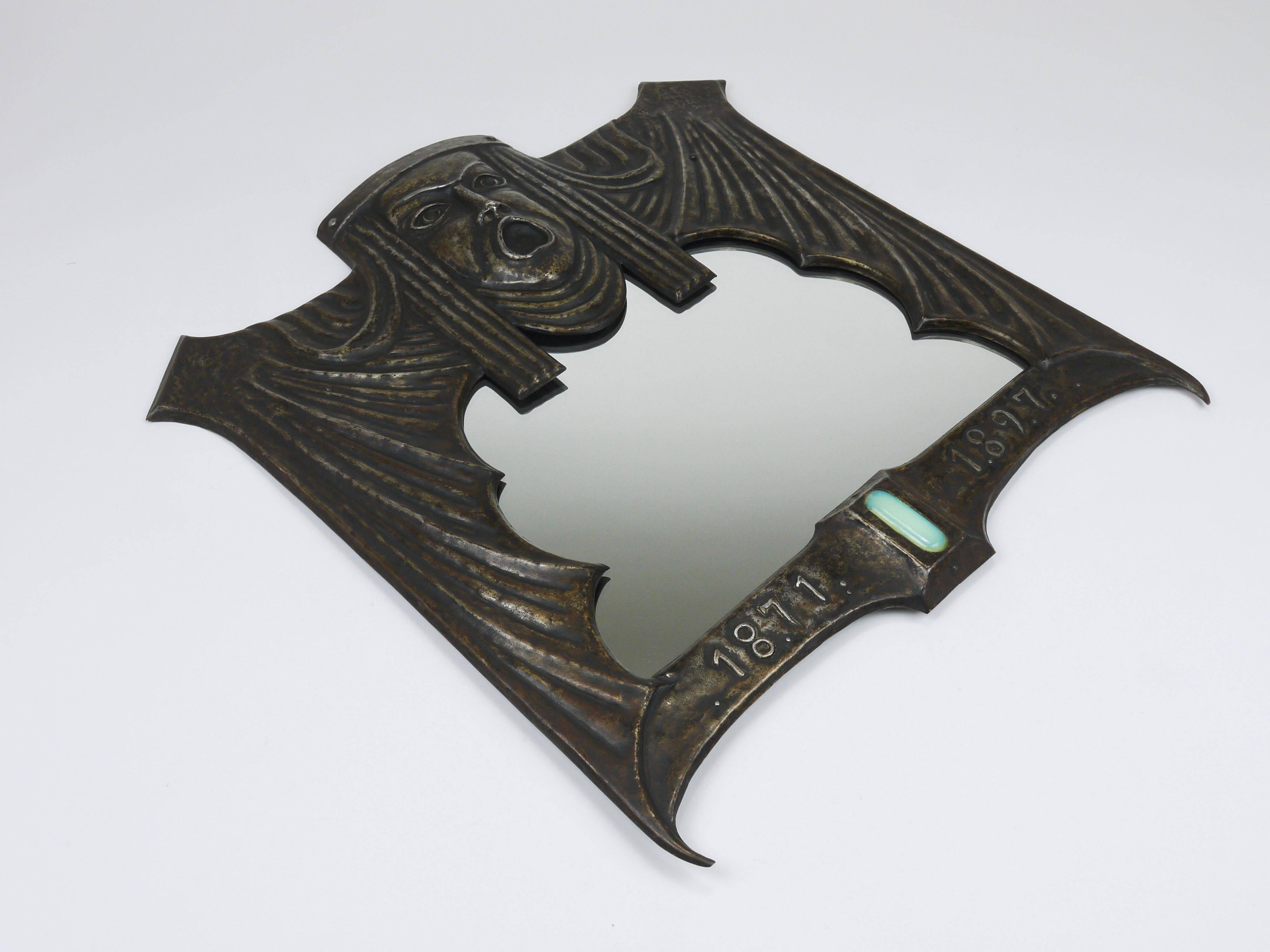 Theatre wall mirror "Tragedy" Vienna Secession Art Nouveau Gustav Klimt, attributed.