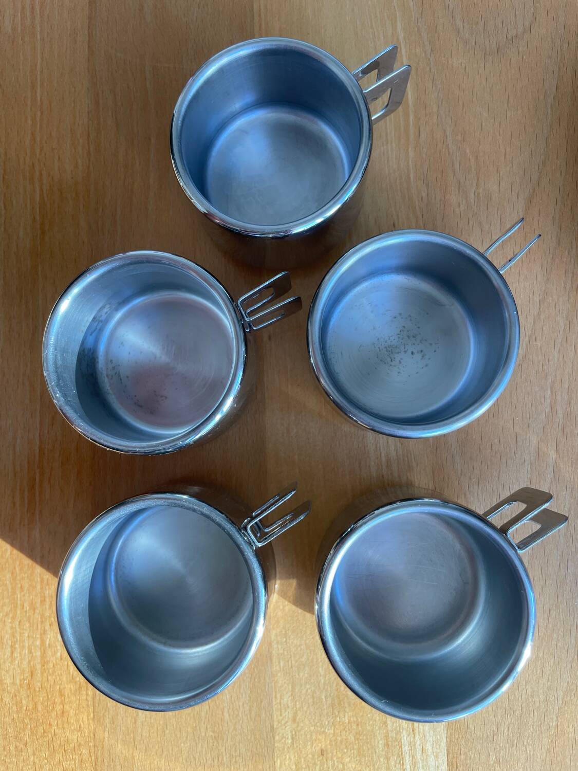 Casalinghi STO stainless steel cups, vintage 70s Italian design