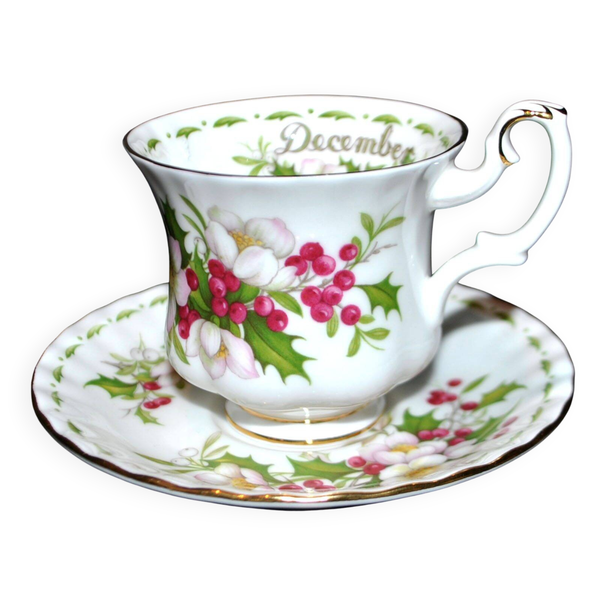 Royal Albert tasse Christmas Rose porcelaine anglaise Rose de Noël December