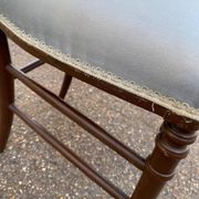 2 Napoleon III chairs in solid wood and blue satin fabric.