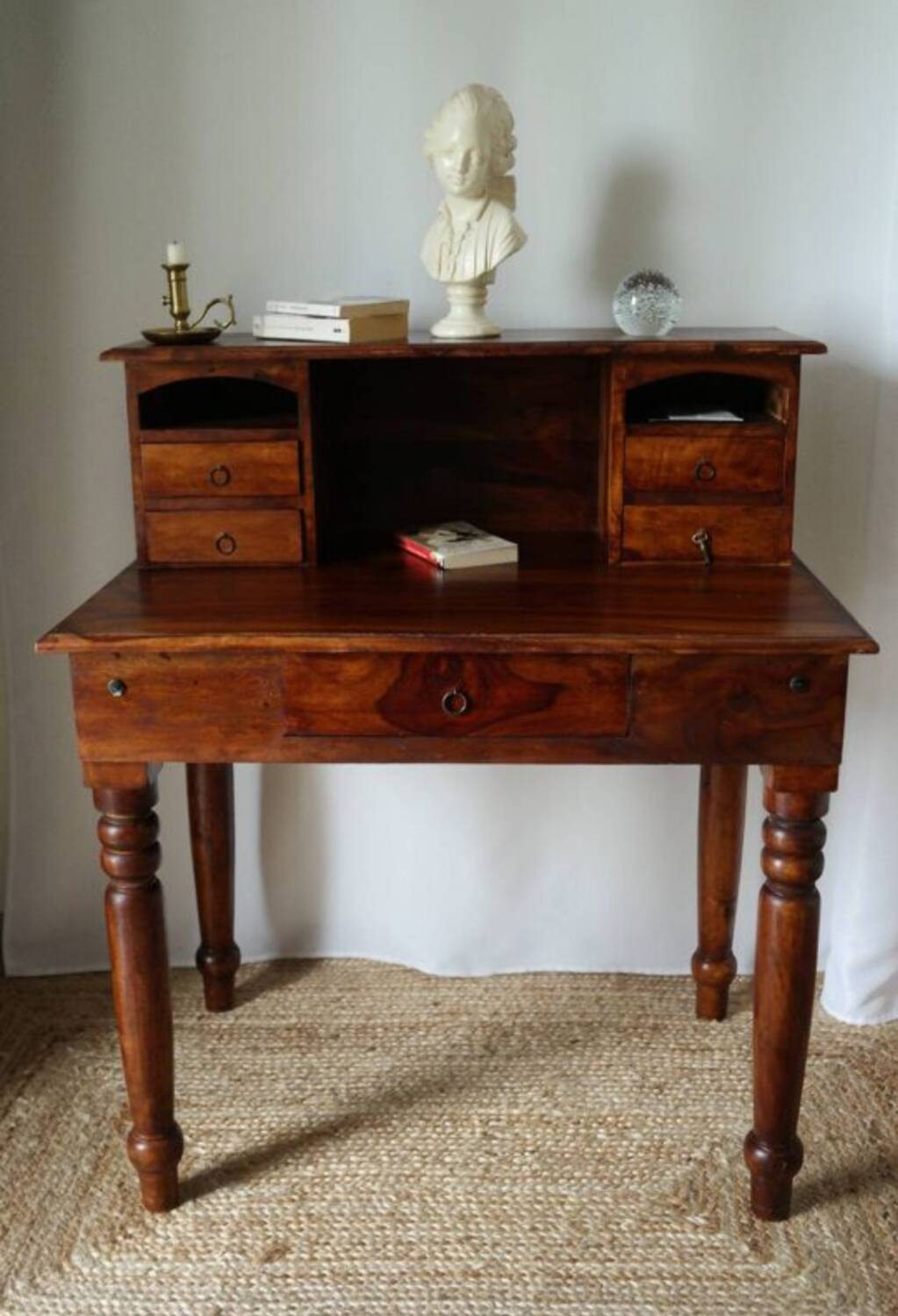 Stepped desk in solid walnut